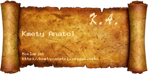 Kmety Anatol névjegykártya
